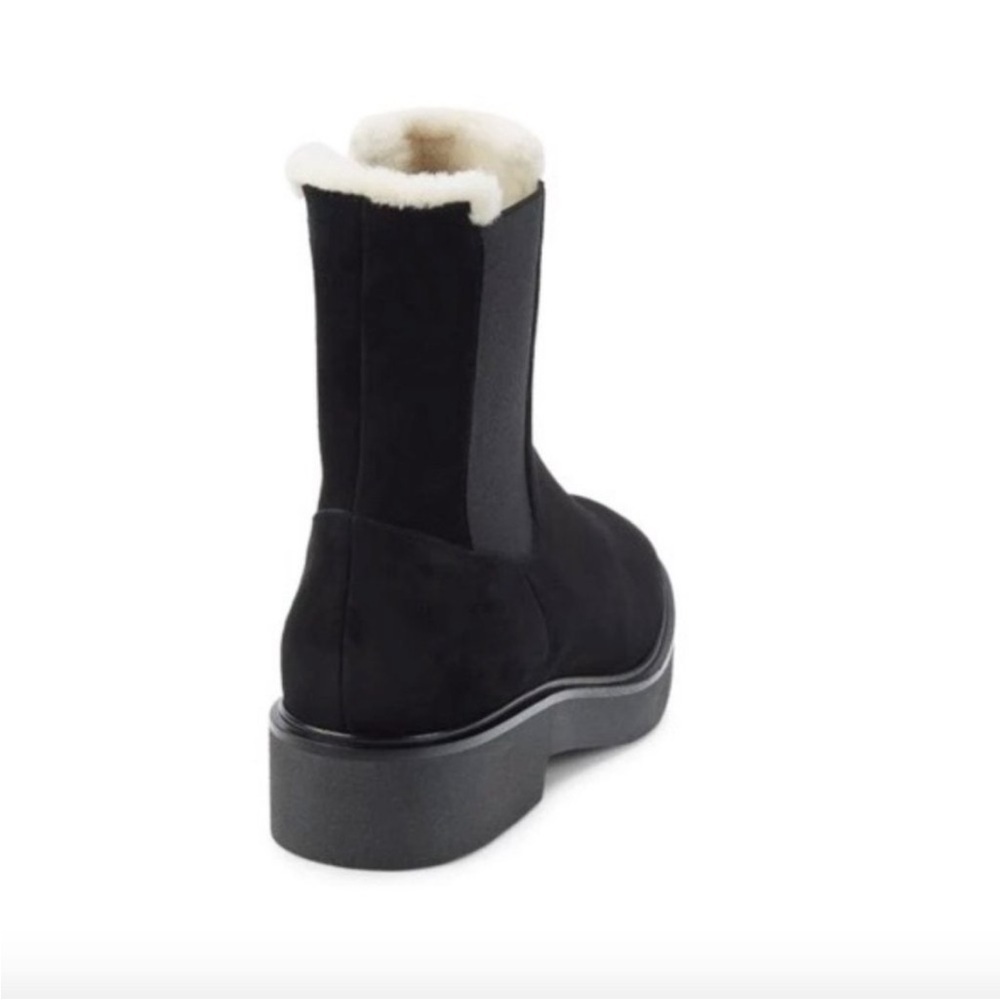 Stuart Weitzman Alpine Black Suede Chelsea Boots Faux Fur Lined Size 10 - Picture 5 of 12